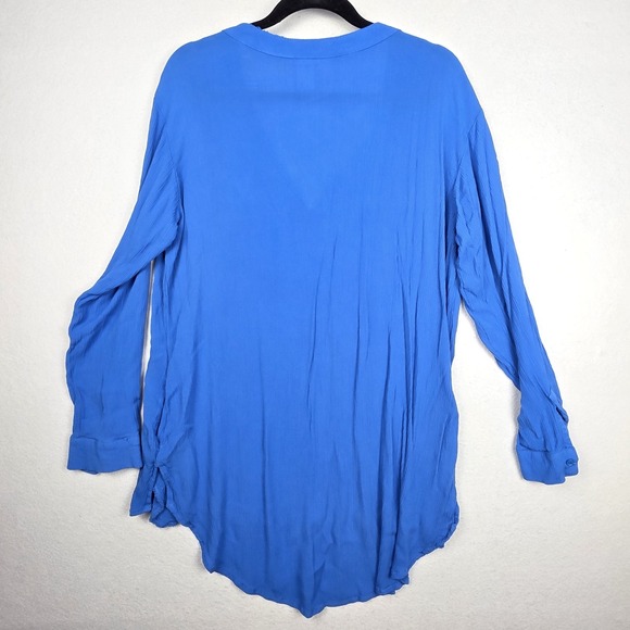Mynah Womens Swim Coverup M Blue Long Sleeve V-Neck Cruise Beach 100% Rayon - Picture 7 of 15